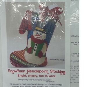 Candamar Designs Snowman Needlepoint Christmas Stocking Kit 1979